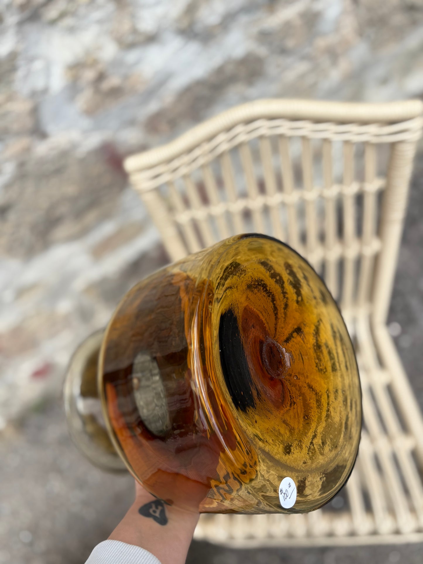Extra Large Amber Glass Vase