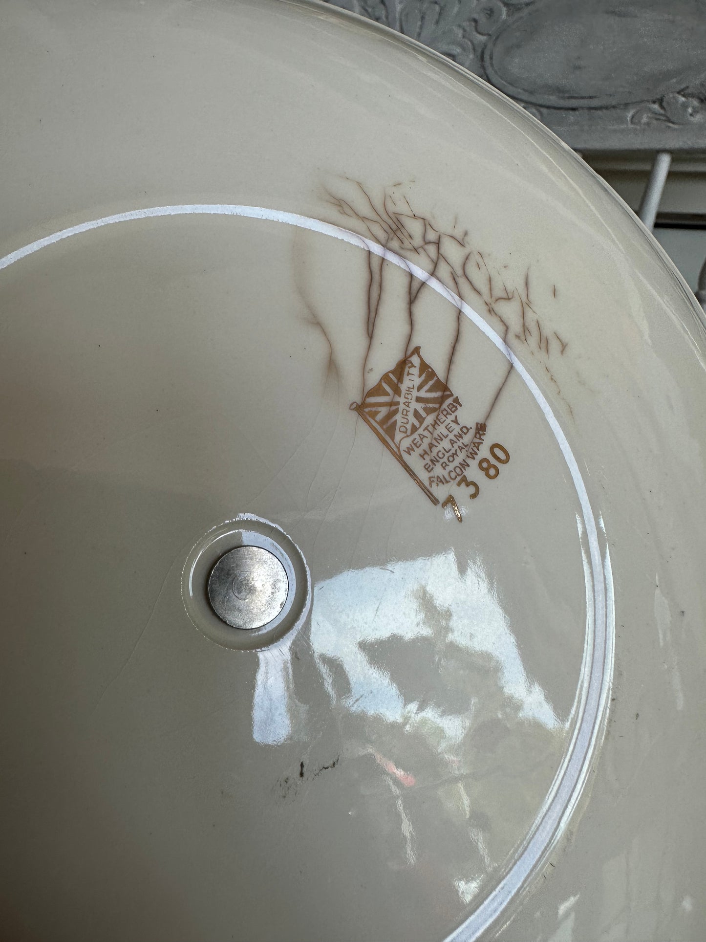 Three tier plate tray with gold trim