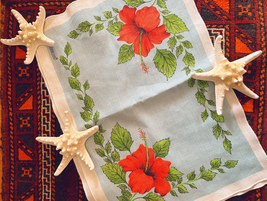 Pair of Hibiscus place mats - pure Irish linen