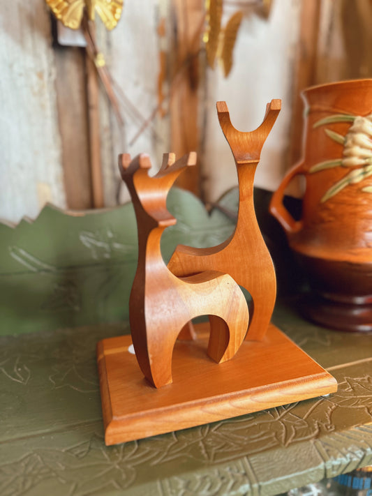 Deer wood Carving- marked βFrom Ross Dec 1999β