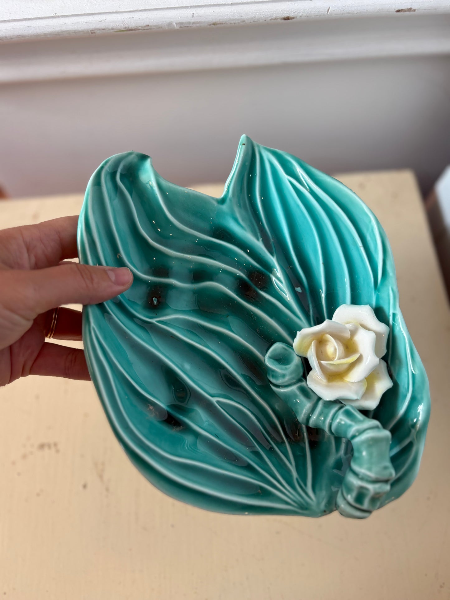 White Rose pottery dish - made in Japan