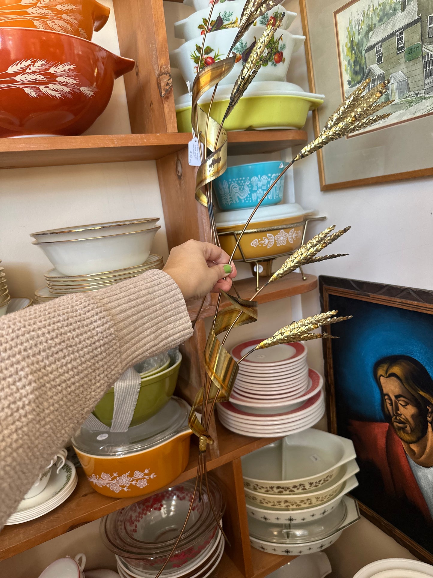 1970s Brass Wheat Stock Wall Hanging Art