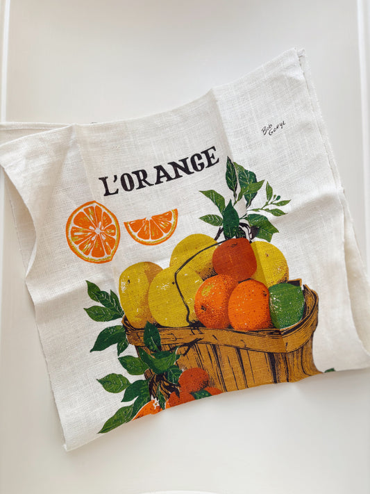 L’Orange Kitchen Towel - KayDee Rhode Island Pure Linen, Screen-printed