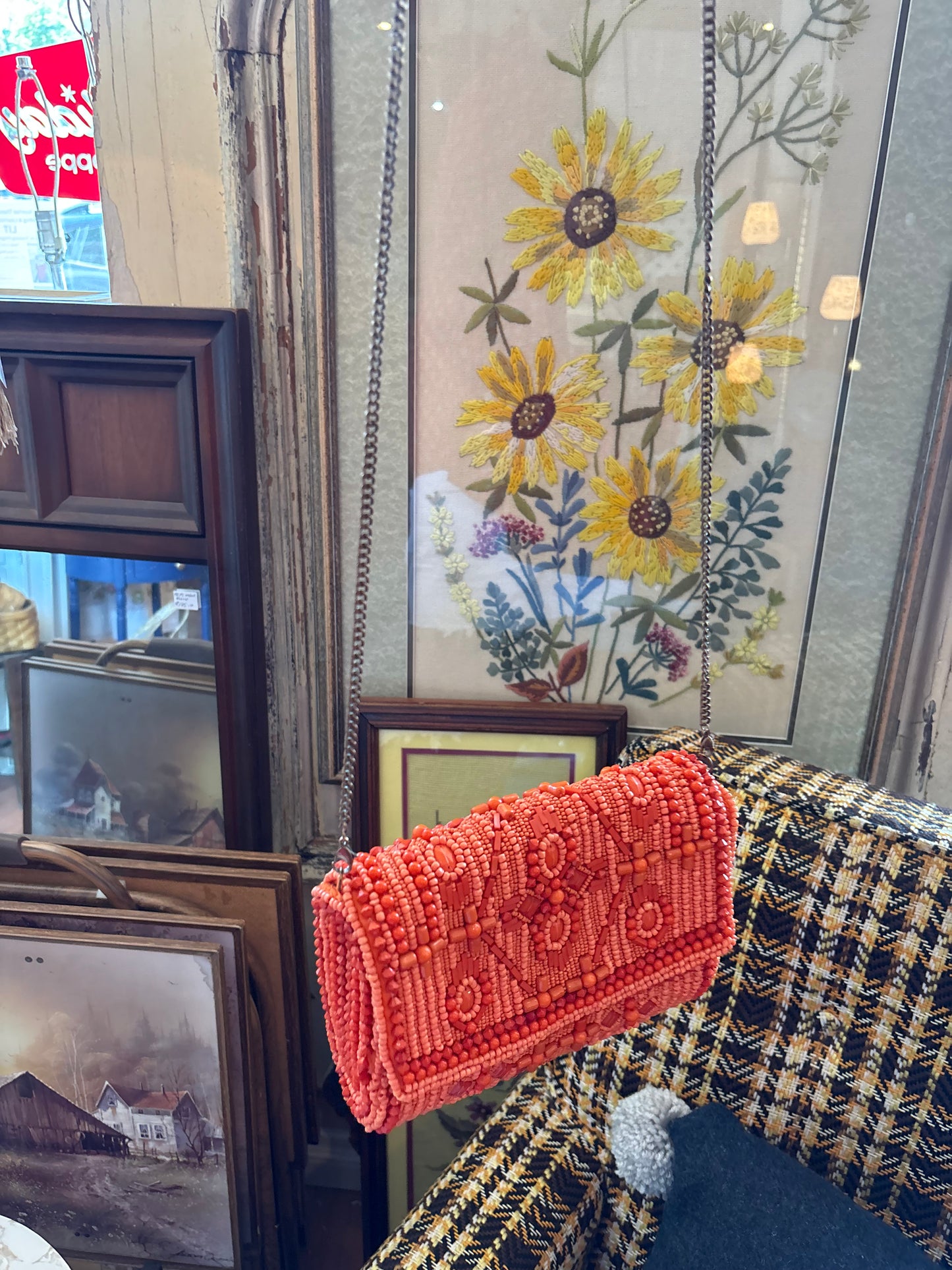 Antik Kraft orange beaded bag