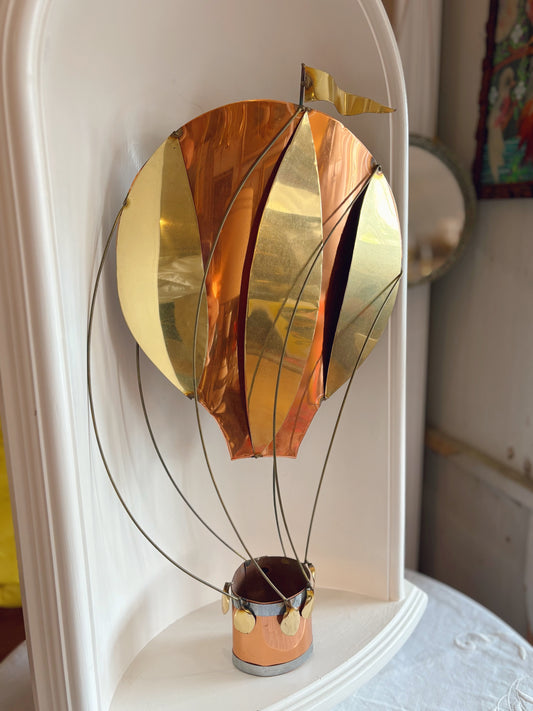 Brass & Copper Hot Air Balloon Wall Art - Signed