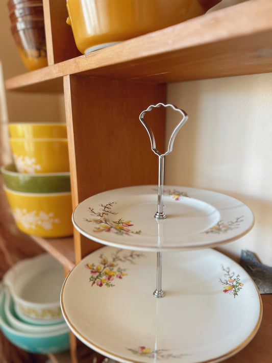 Empire England Porcelain two-tier serving tray