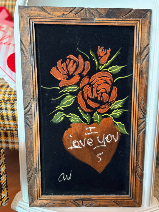 I love you with Roses velvet painting