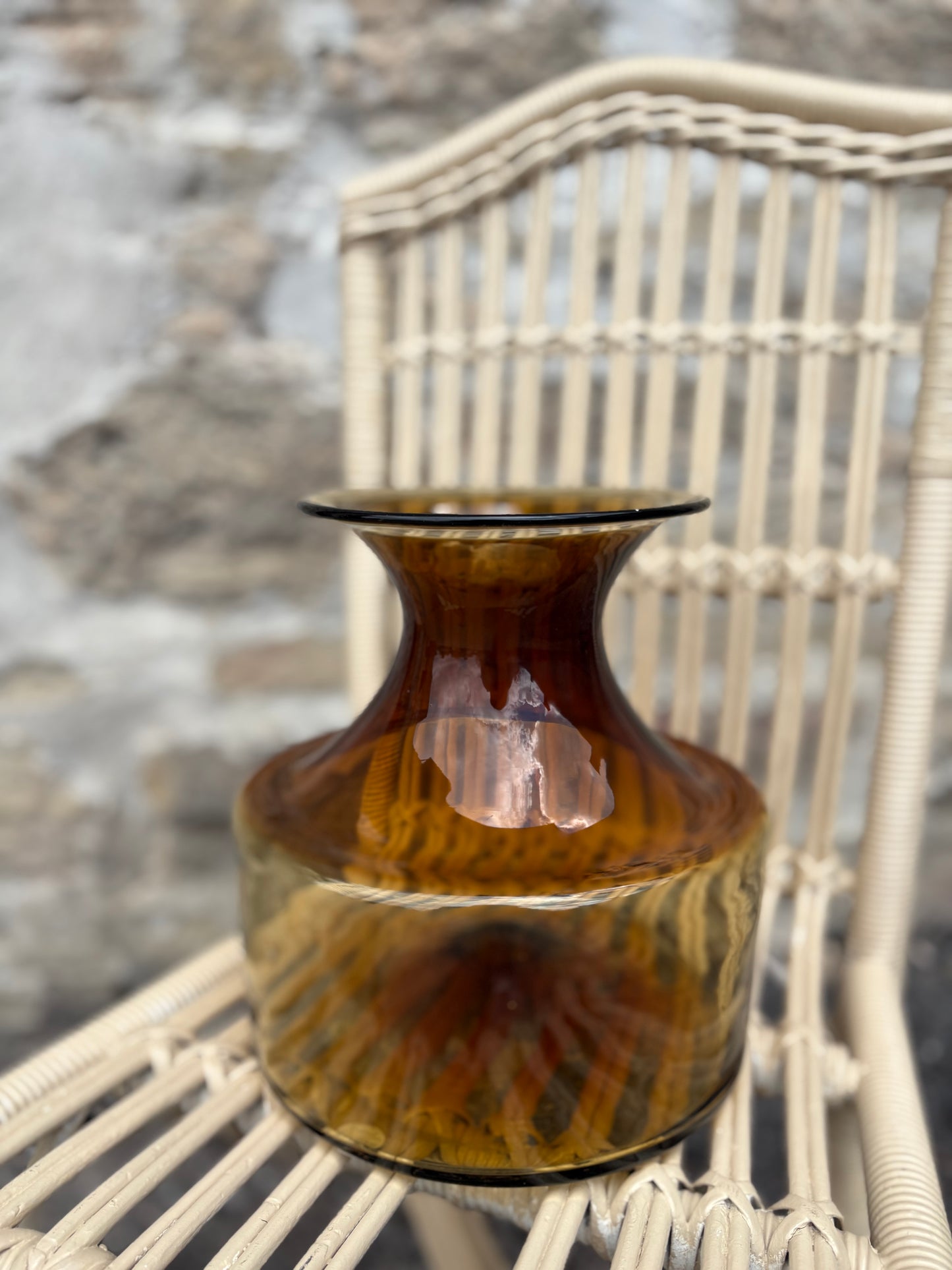 Extra Large Amber Glass Vase