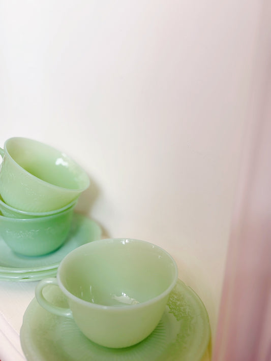 Alice Jadeite cups & saucers