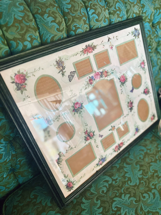 Framed and matted picture frame for 11 photos