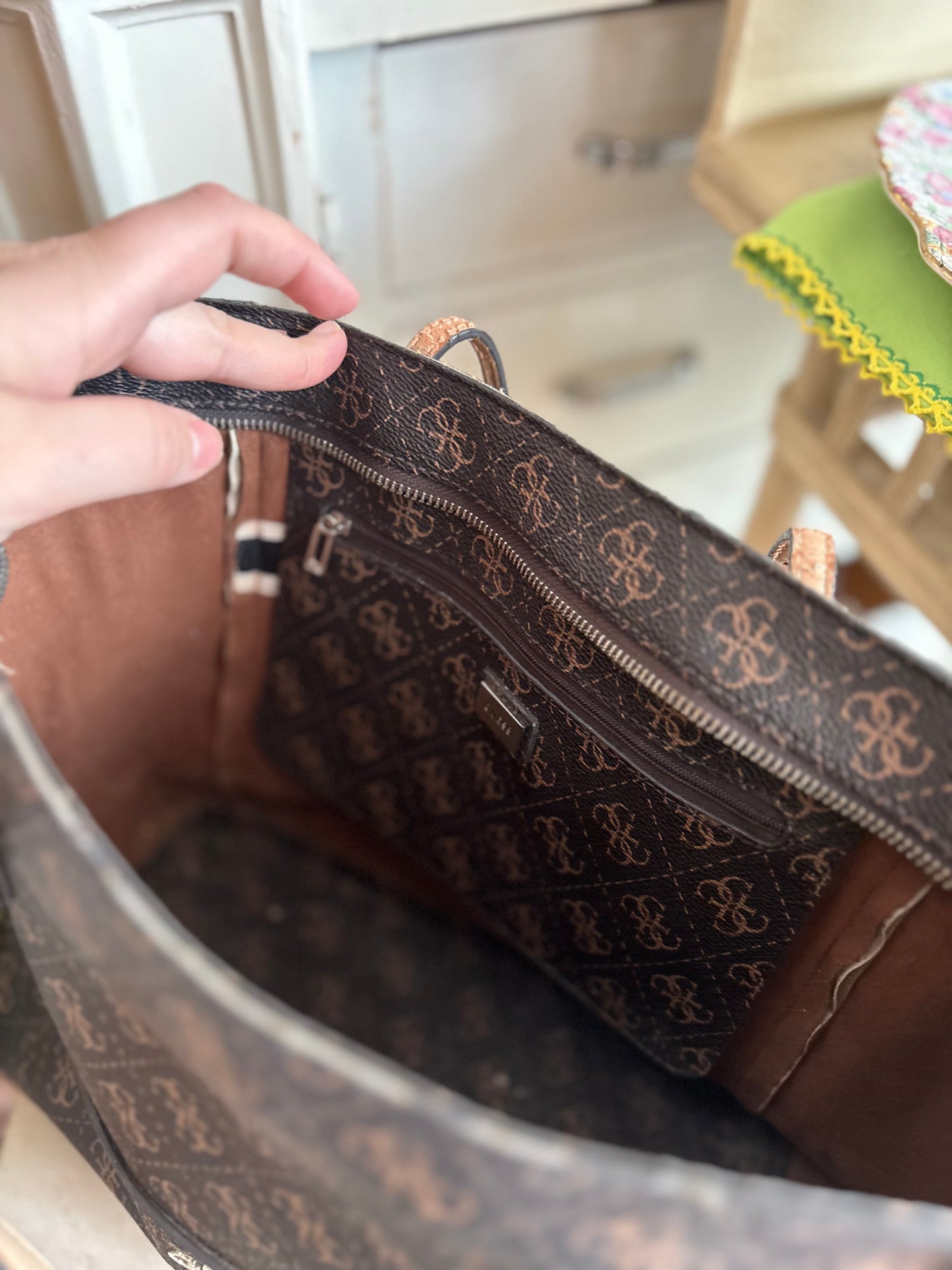 Brown Guess Purse - Quattro G Logo