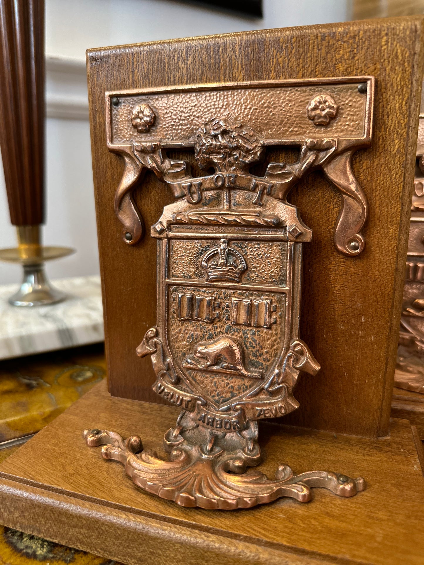 U of T (University of Toronto) book ends - 1960s