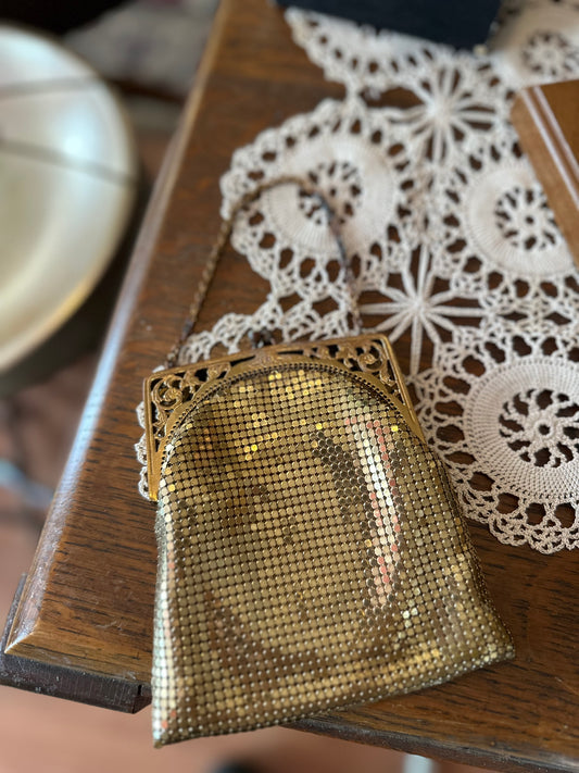 Antique chain-mail handbag with brass details