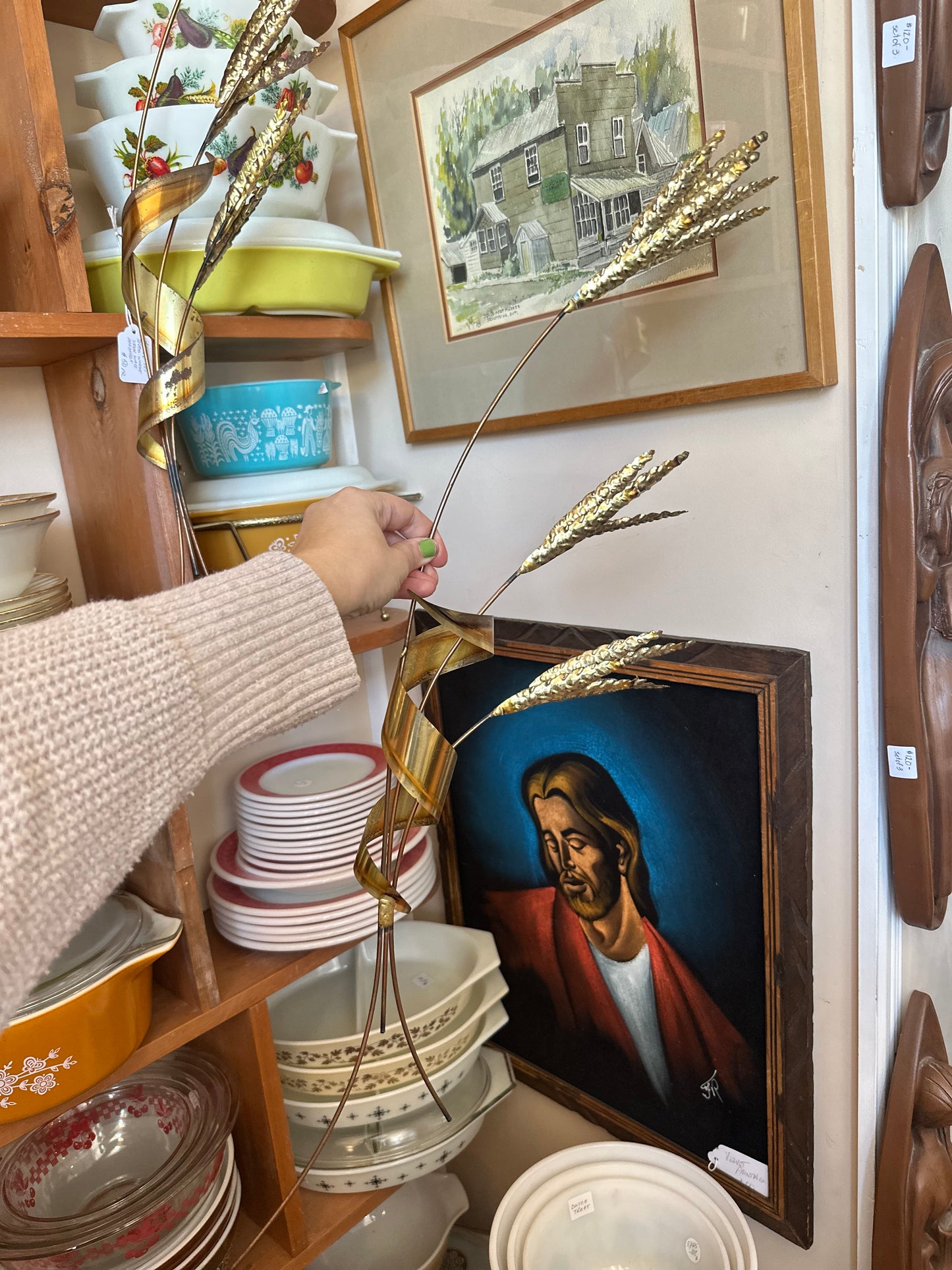 1970s Brass Wheat Stock Wall Hanging Art