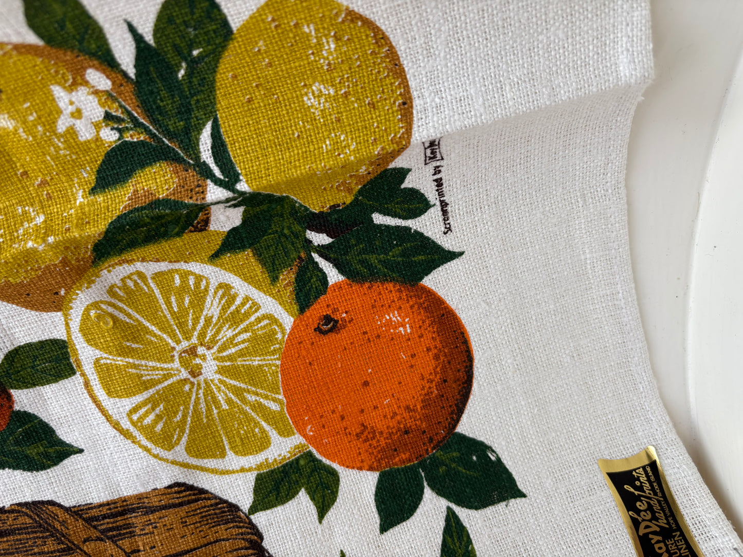 L’Orange Kitchen Towel - KayDee Rhode Island Pure Linen, Screen-printed