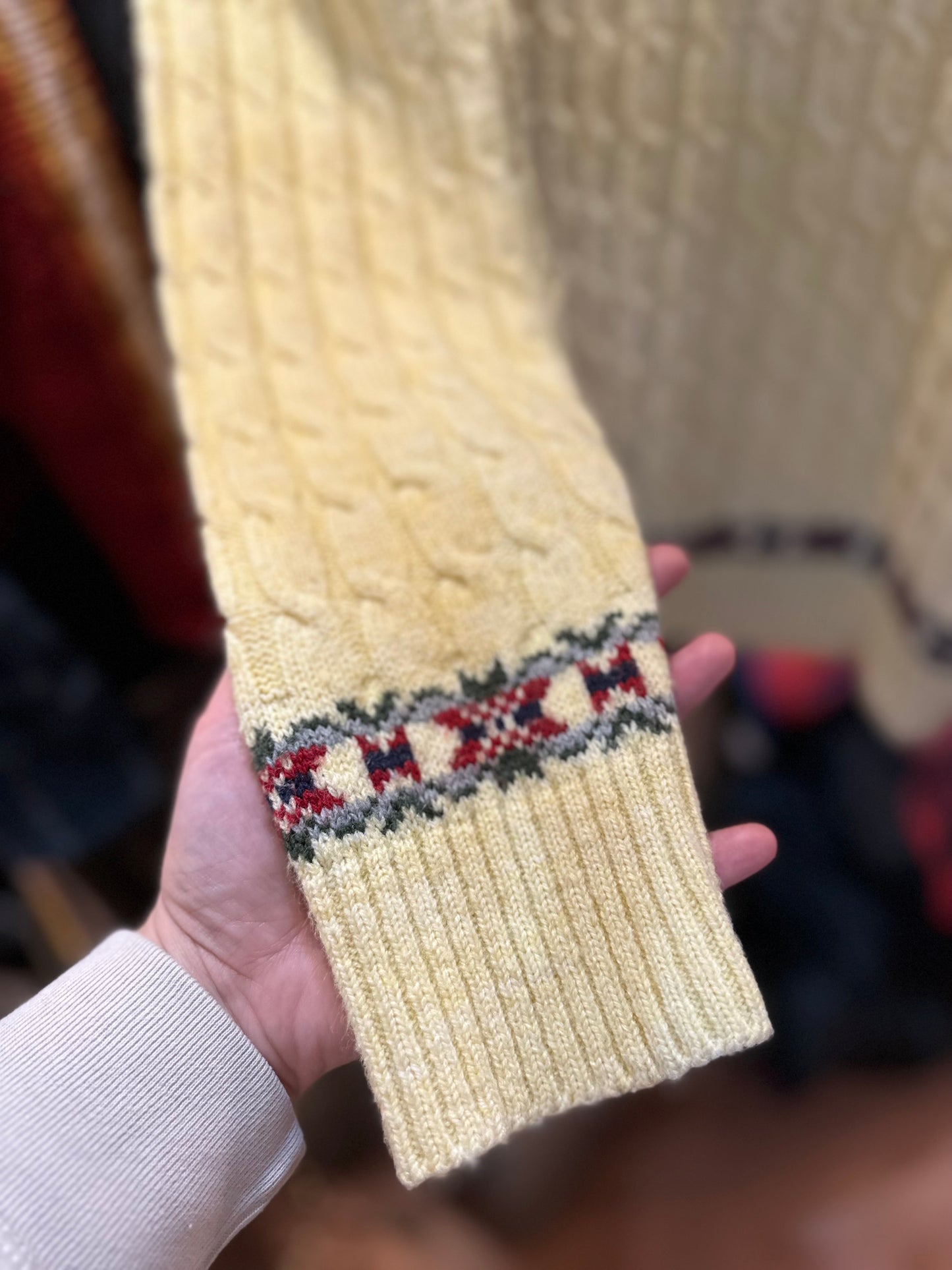 Winter Sweater - blue, read and cream colour (medium)
