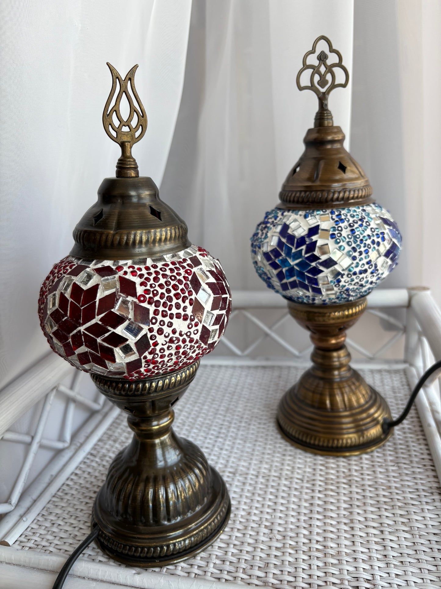 Red Turkish style Mosaic lamp LED light & on/off switch