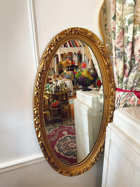 Extra Large oval mirror with gold frame