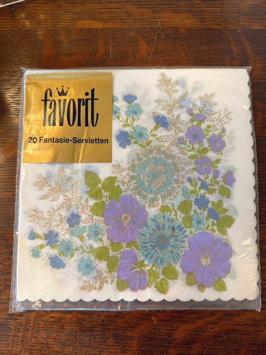 Favorit blue & purple floral paper napkins - made in Germany