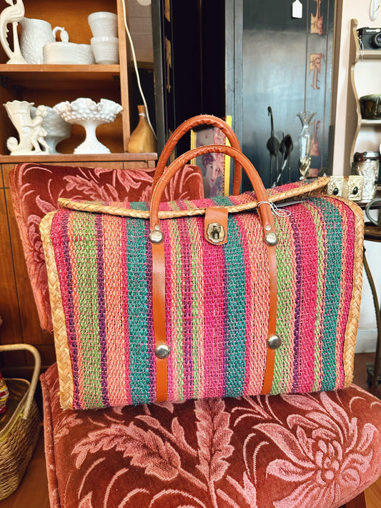 Large striped woven bag