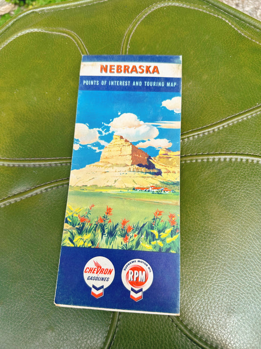 Vintage Nebraska Map - Chevron Gasolines