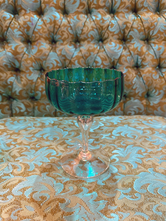 Italian Empoli blue glass pedestal dish