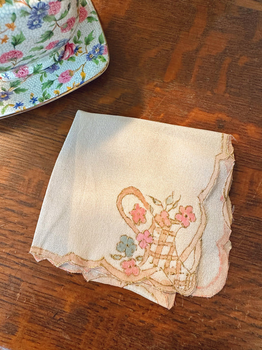 Handkerchief with flower basket detail