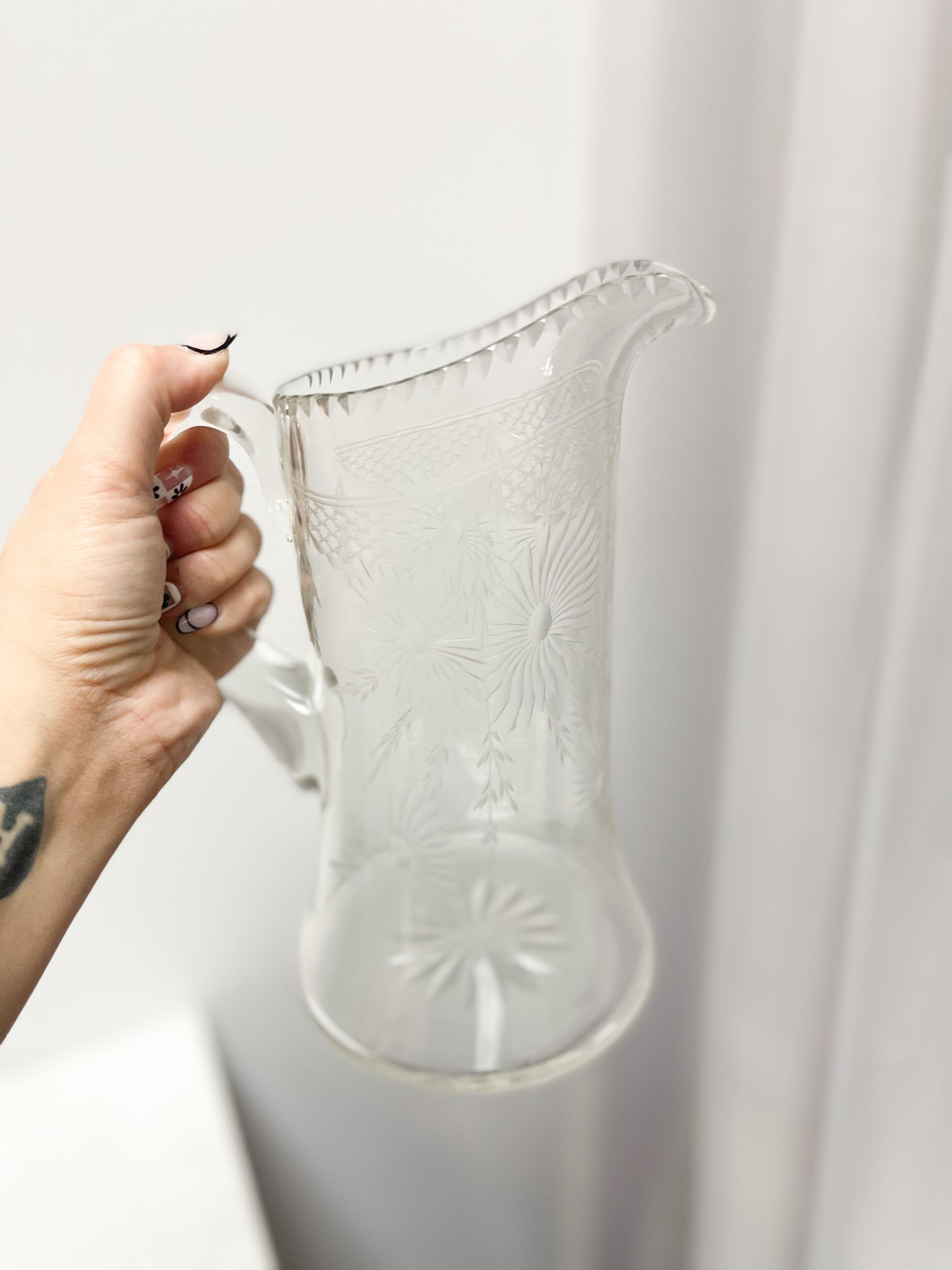 Etched Glass Pitcher