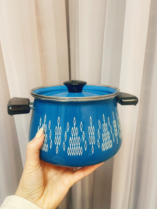 Blue Pot with white design