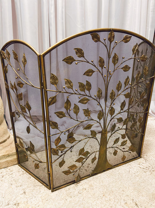Metal Fireplace Screen with tree design