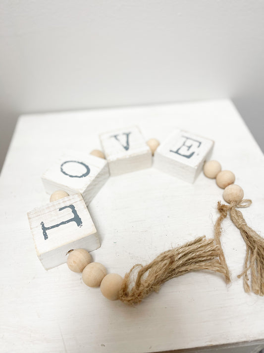 LOVE wood bead gardlands