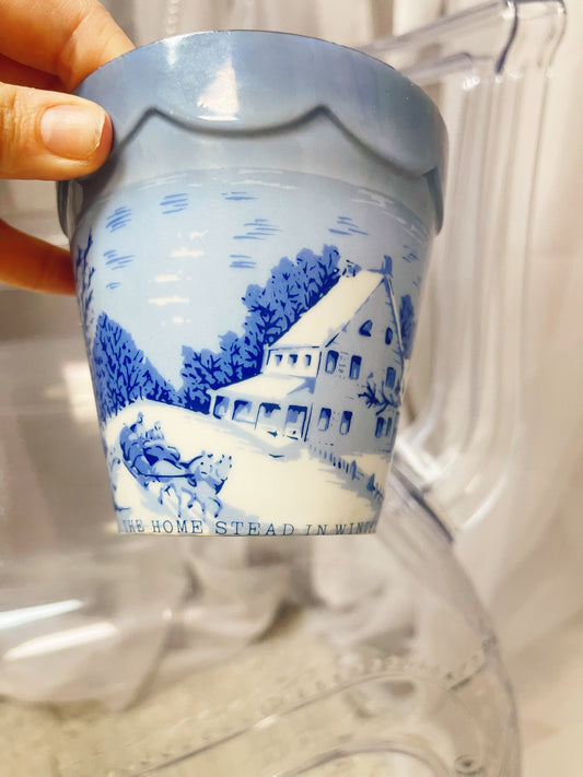 The Homestead in Winter Currier & Ives Vintage Pottery Pot - made in Japan