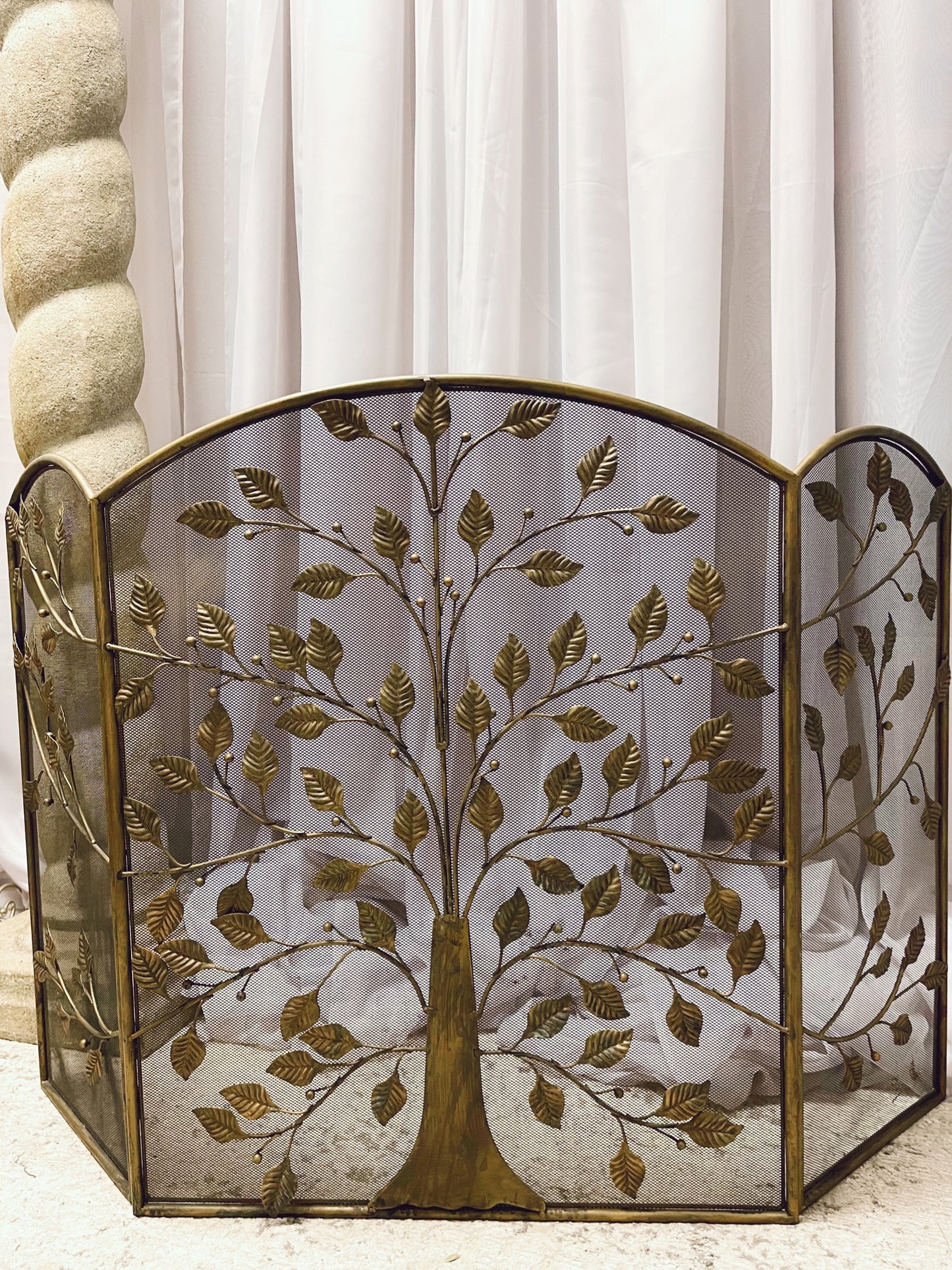 Metal Fireplace Screen with tree design