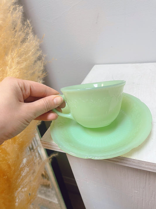 Fire King Jadeite Tea Cup & Saucer Sets