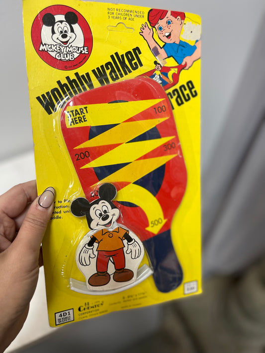 1976 Mickey Mouse Club vintage wobbly Walker race toy