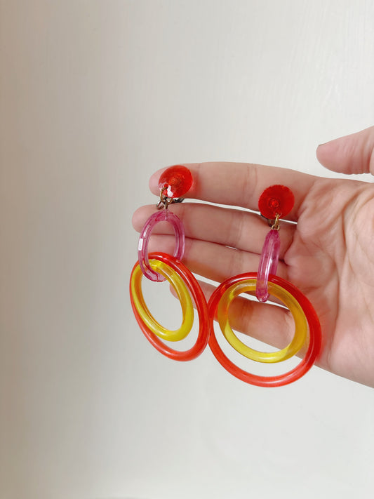 Retro plastic clip on earrings