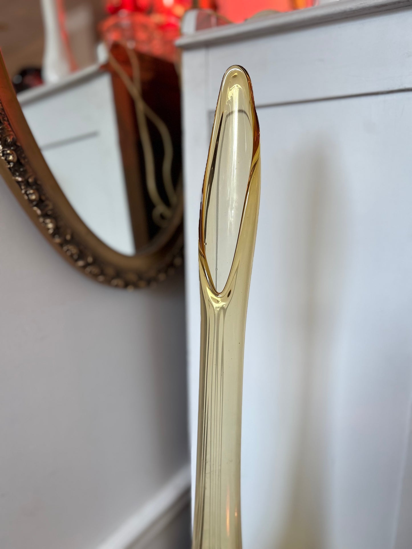 31 1/2 inch tall Amber Swing Vase