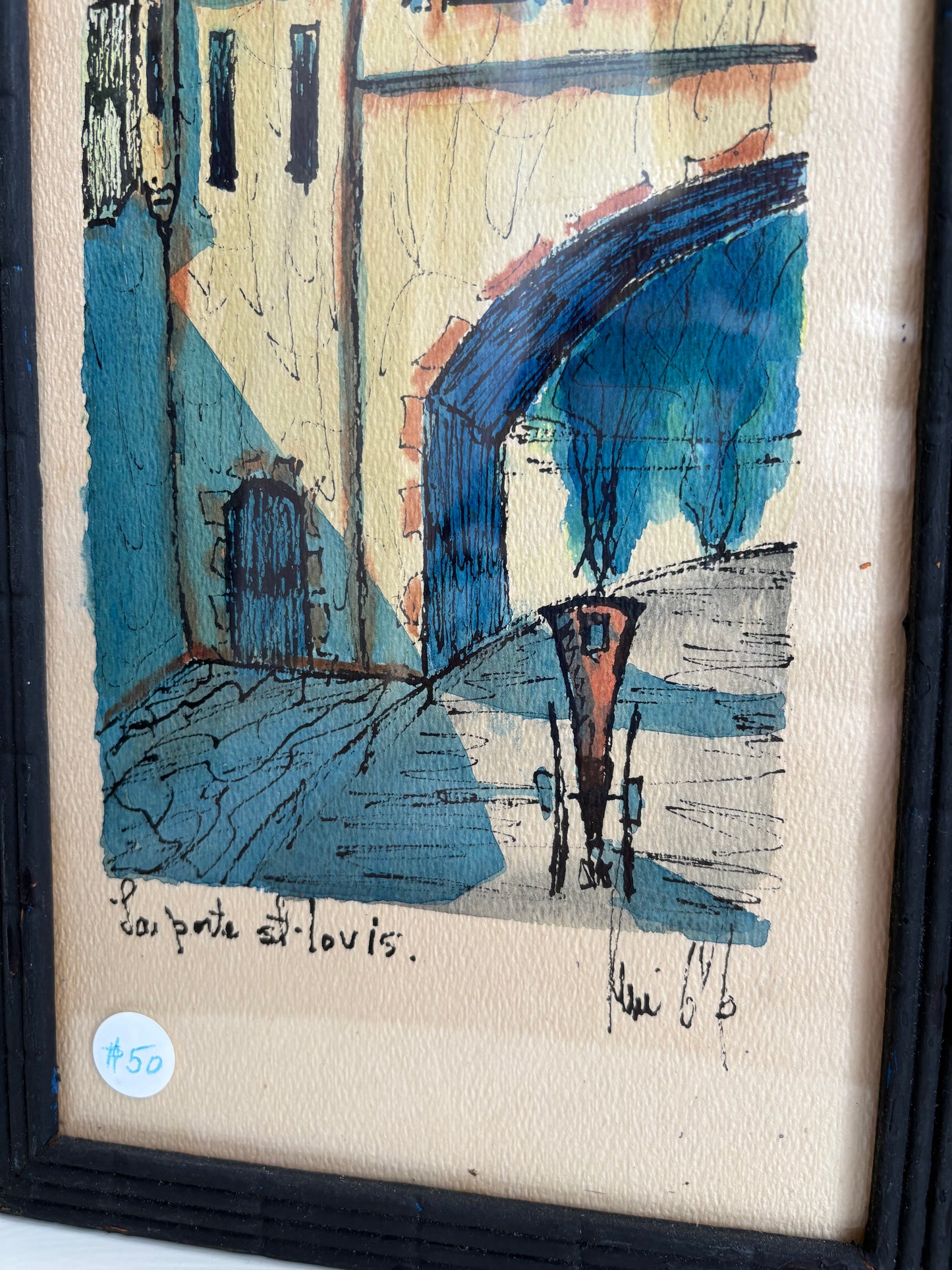 Pair of original paintings, Quebec Porte St. Louis,  Musee de Cire - signed, Galerie Rene Blouin