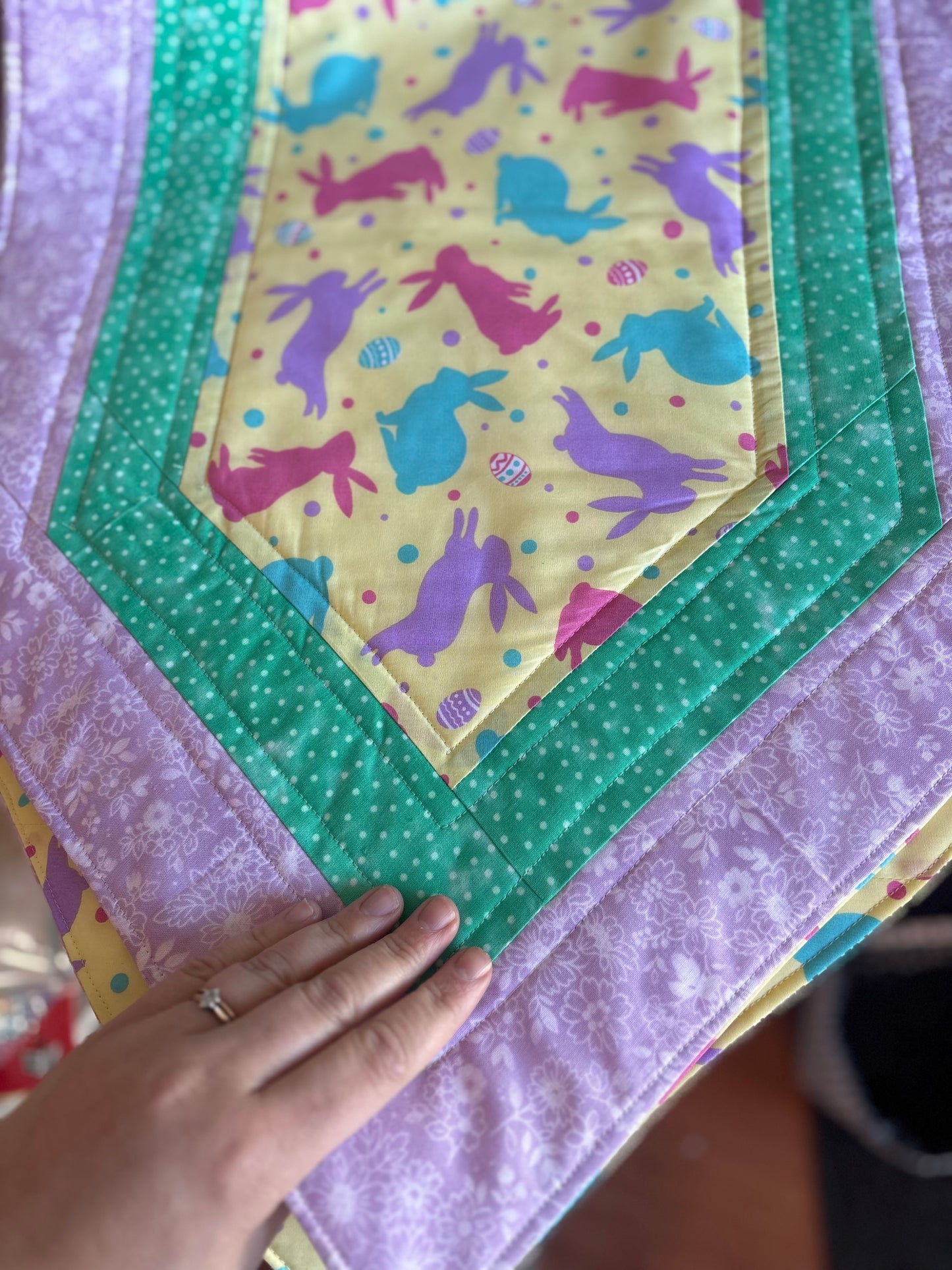 Purple, Green & yellow Double Sided Easter Runner - Handmade by Nana