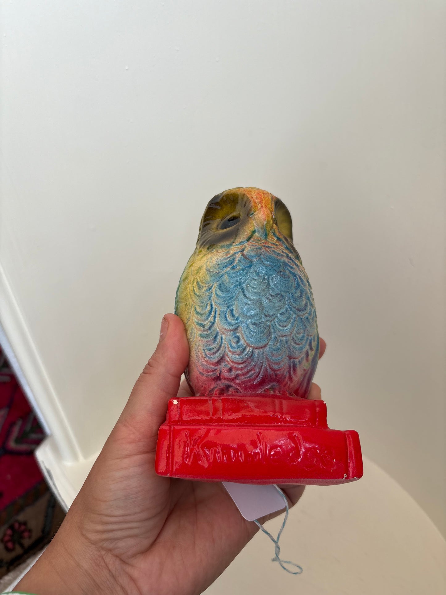 60s/70s Chalkware Fair Prize Owl Bookend “Knowledge”