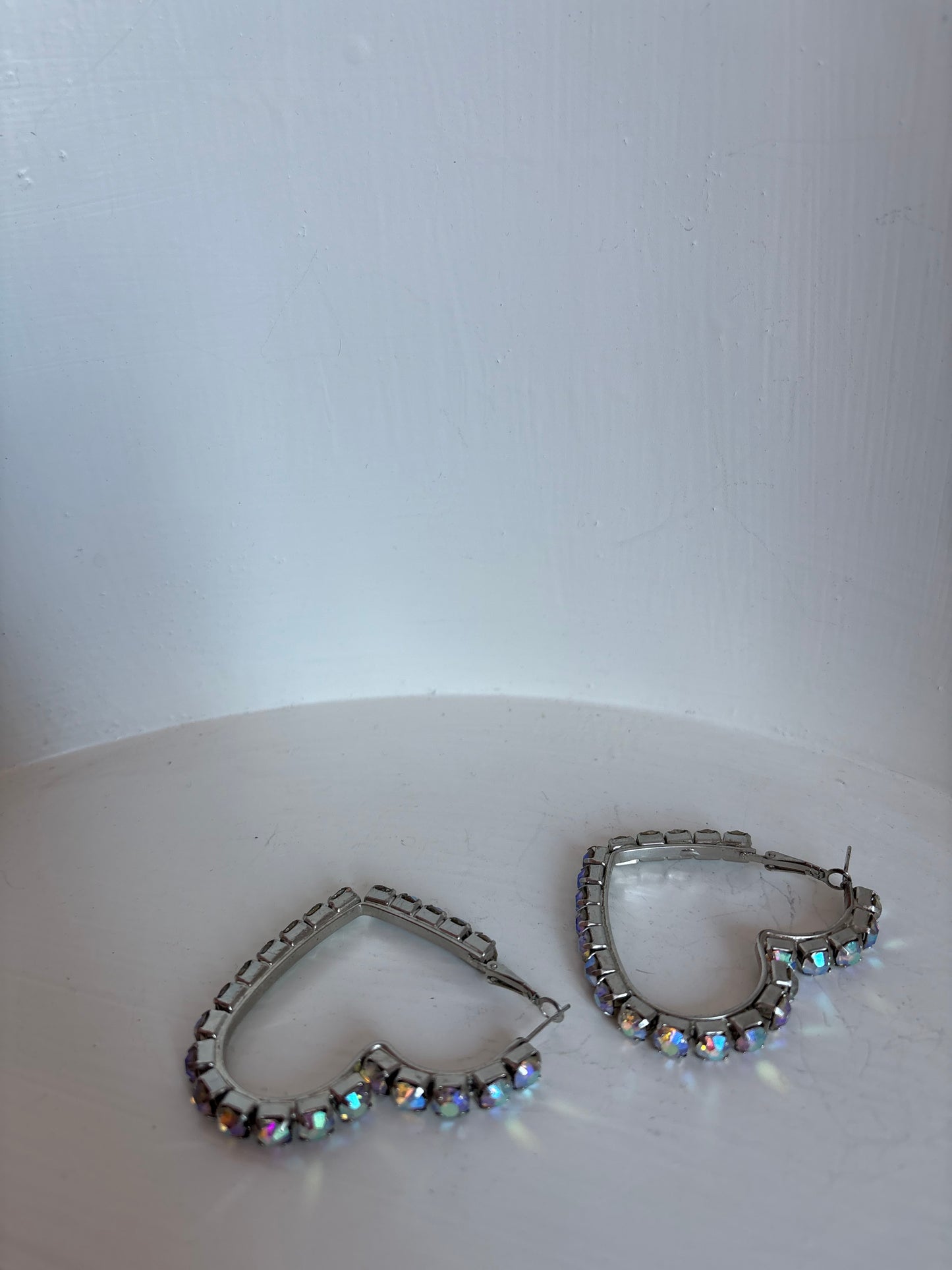 Heart rhinestone hoop earrings