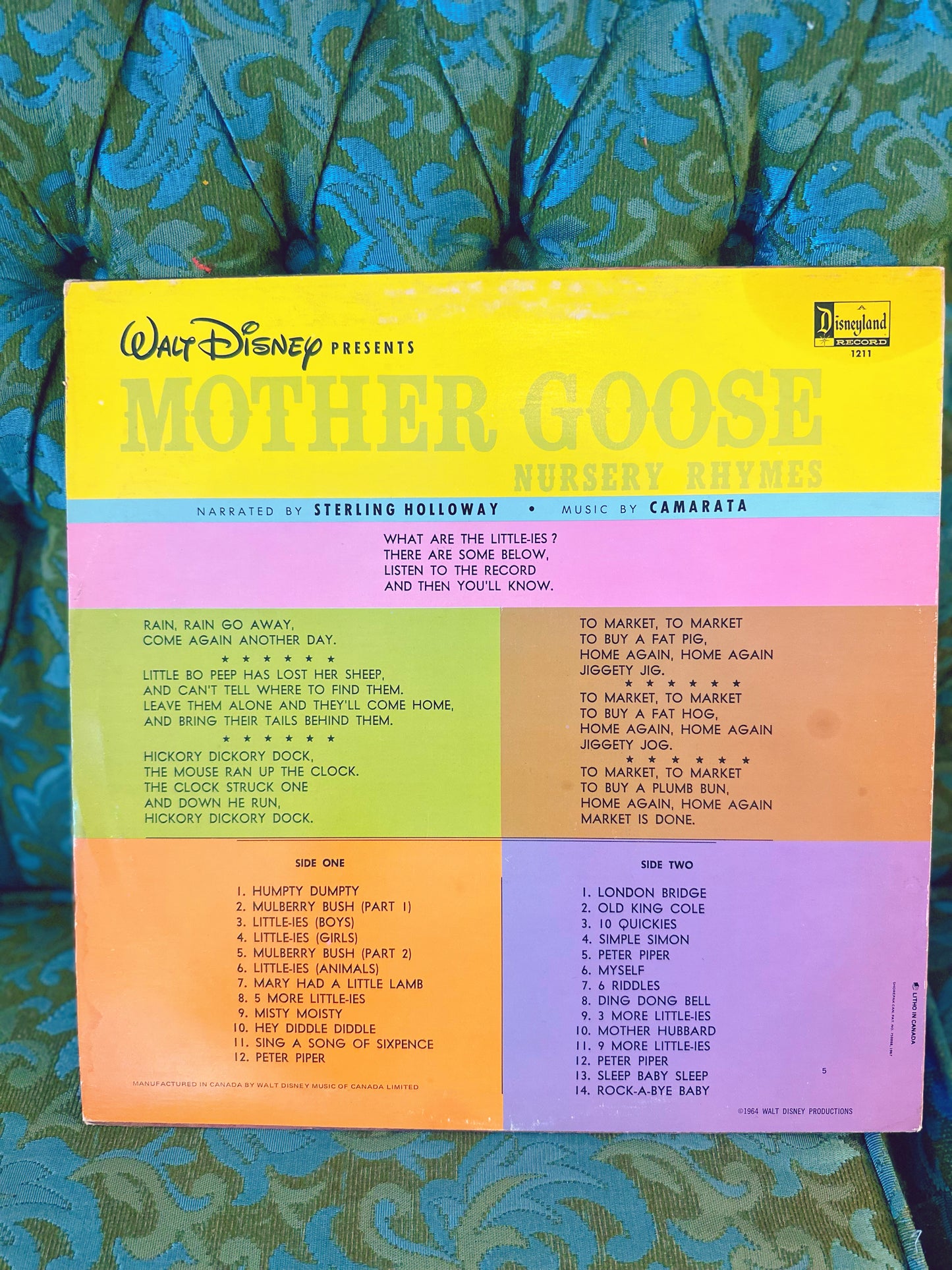 1964 Mother Goose Nursery Rhymes - Disneyland Record (1211)