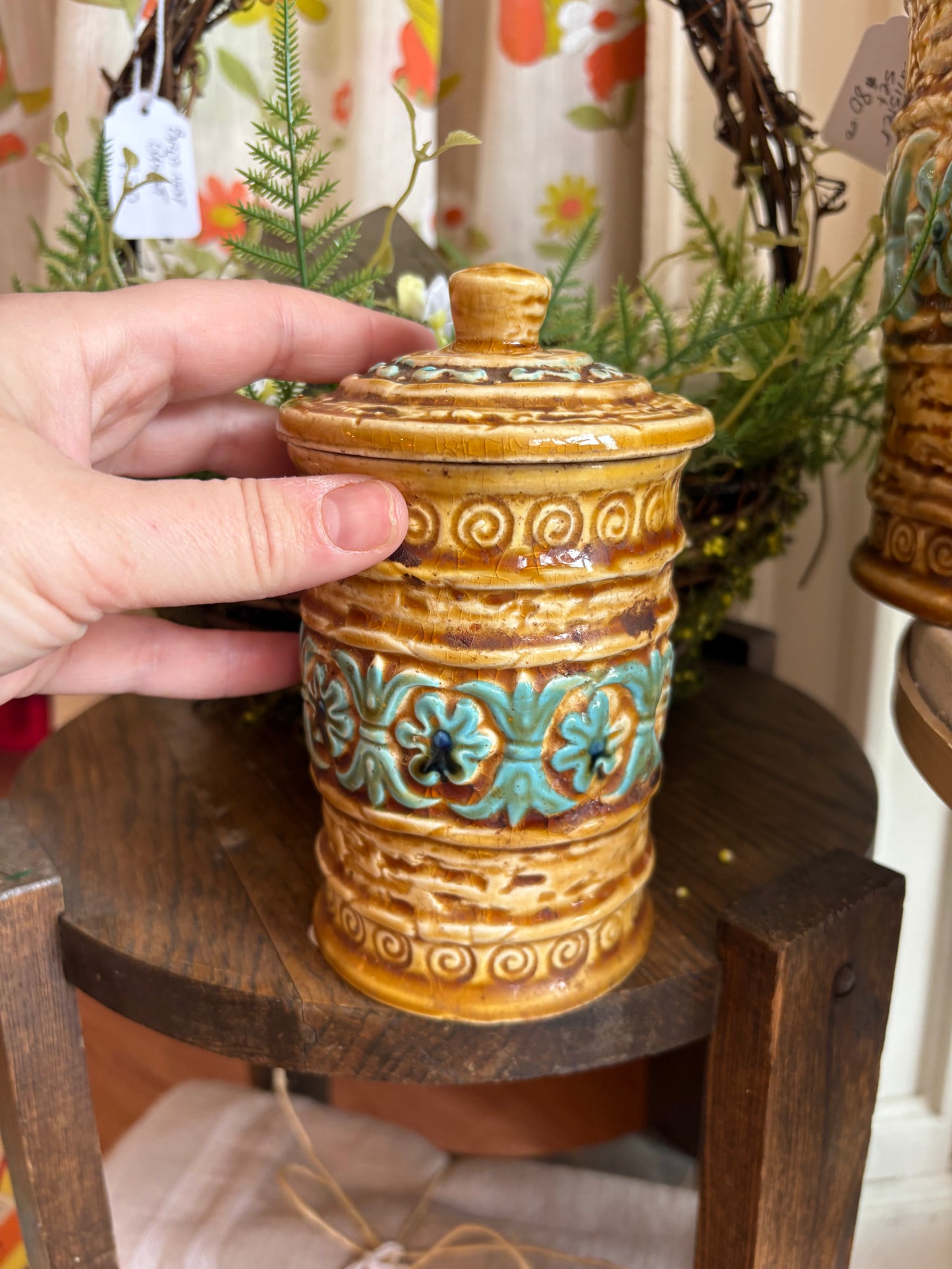 Tiki Style Ceramic Kitchen Canister Set - marked Japan