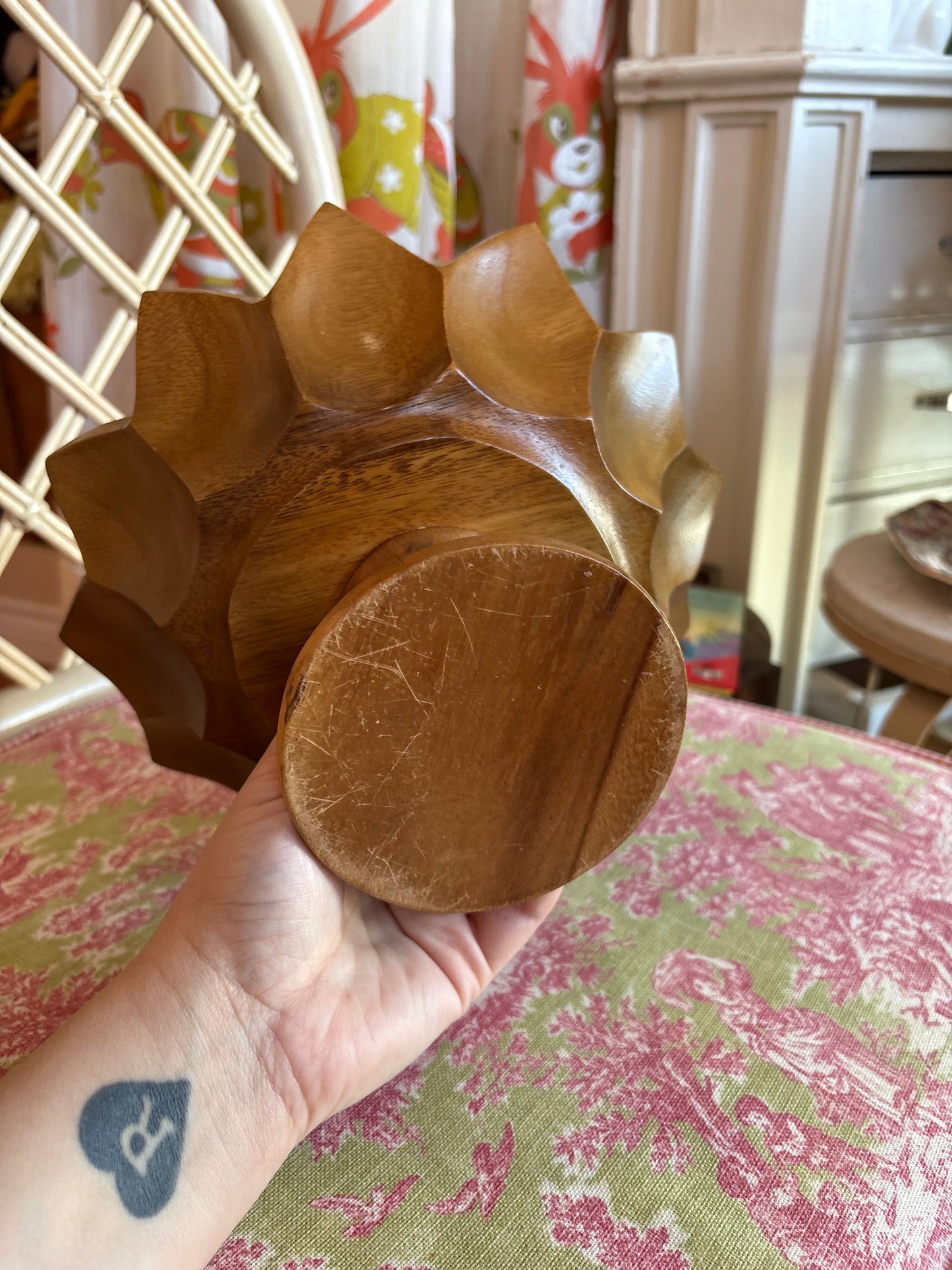Handmade wooden fruit bowl