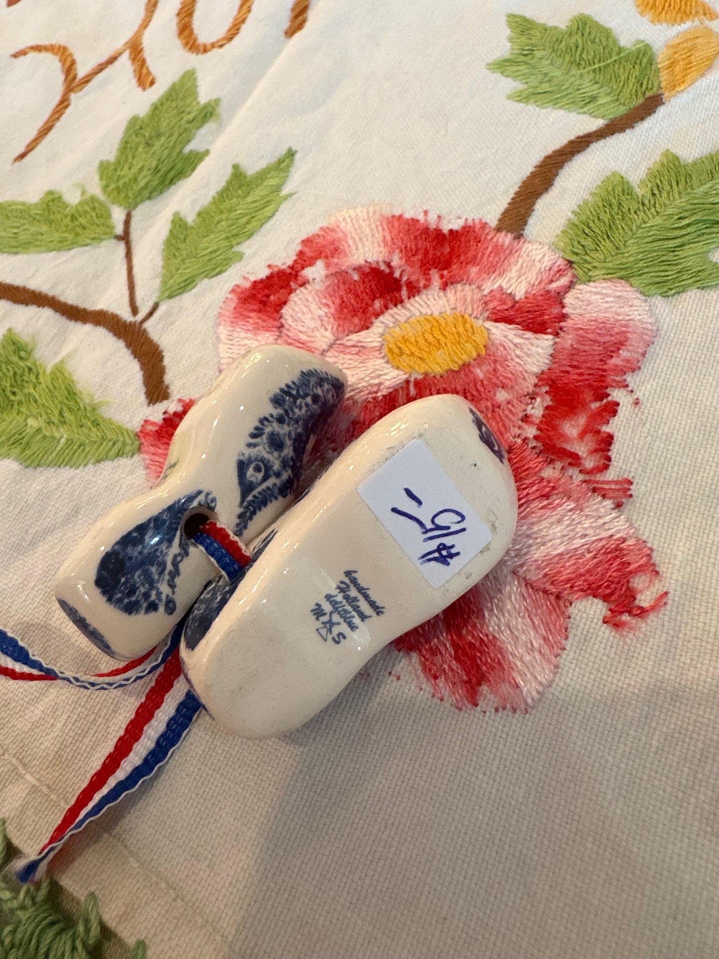 Handmade Holland Delft blue  miniature clogs