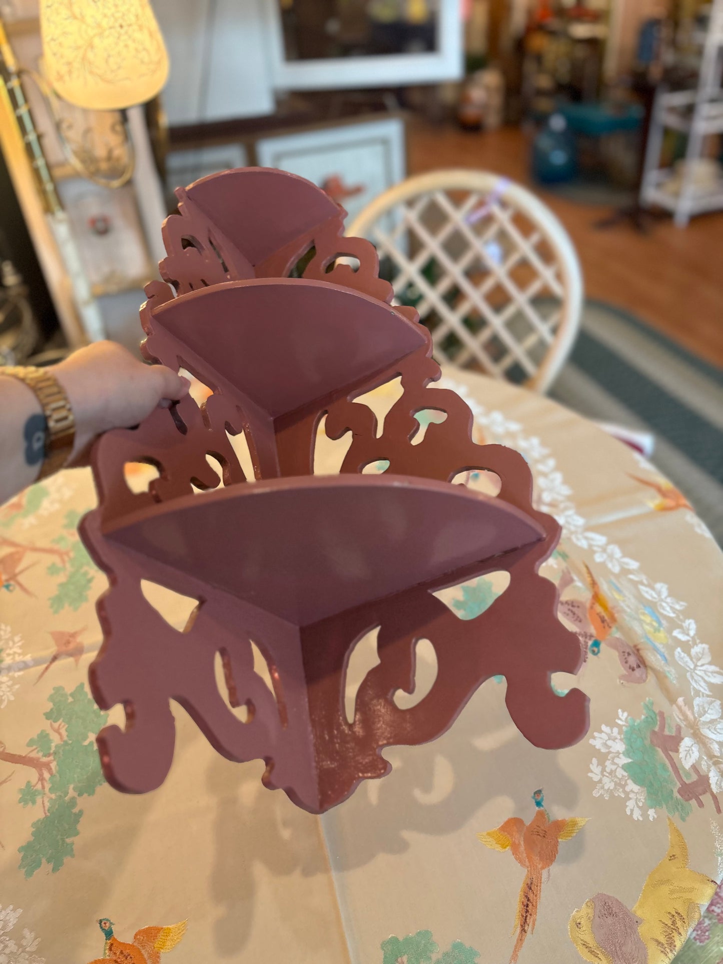 Dusty Rose Wooden Corner Shelf