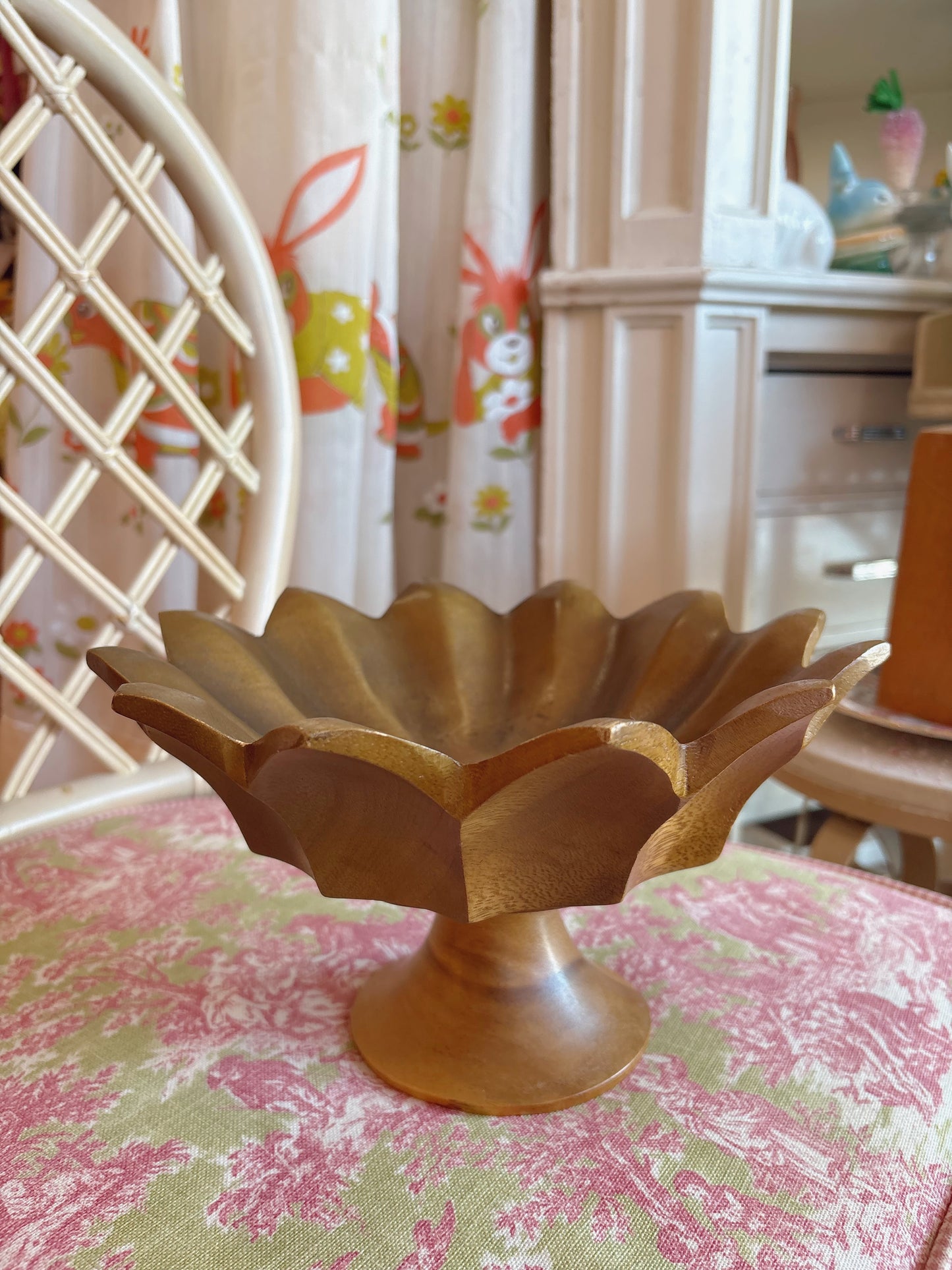 Handmade wooden fruit bowl