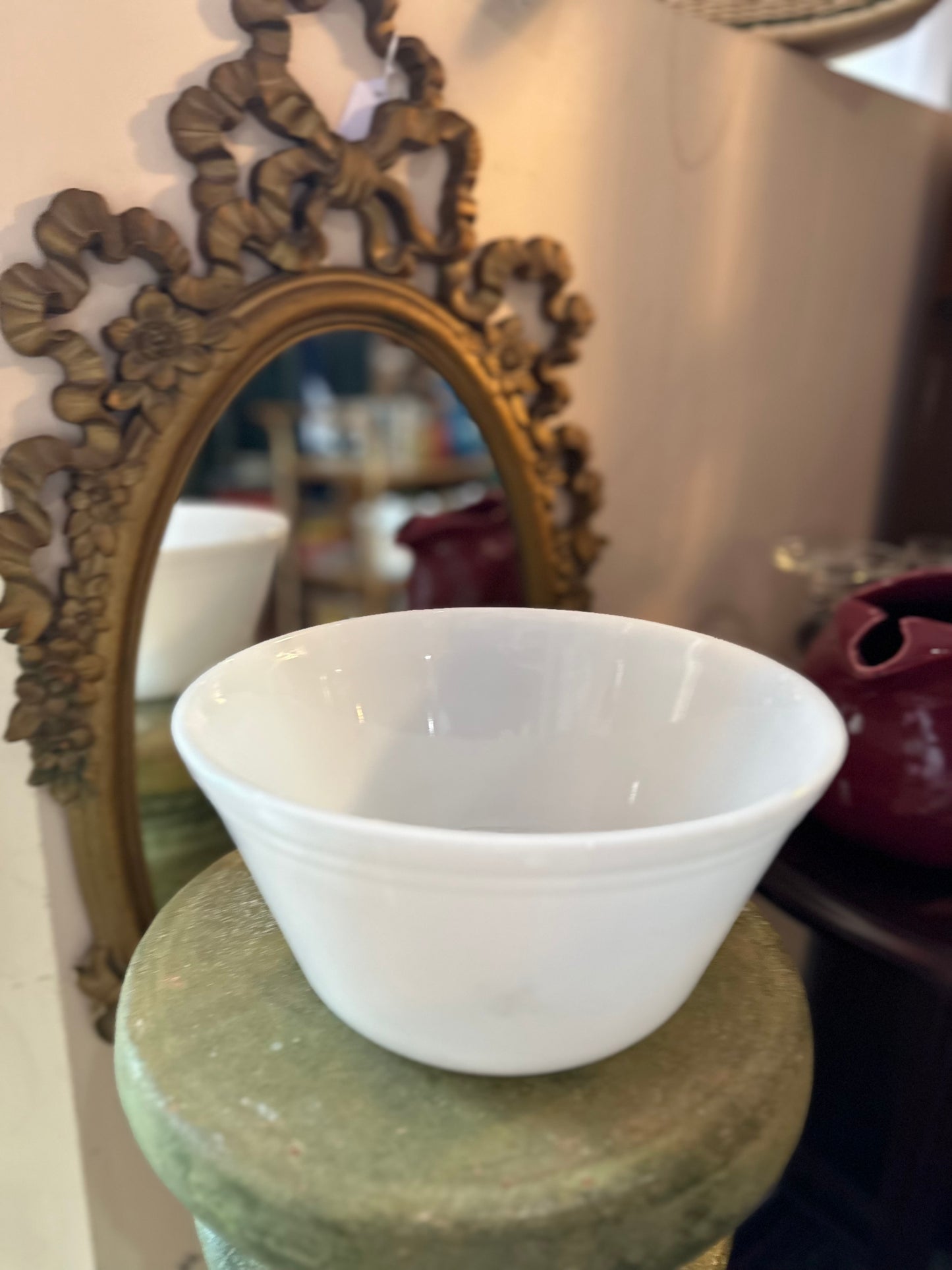 Federal glass white double band mixing bowls