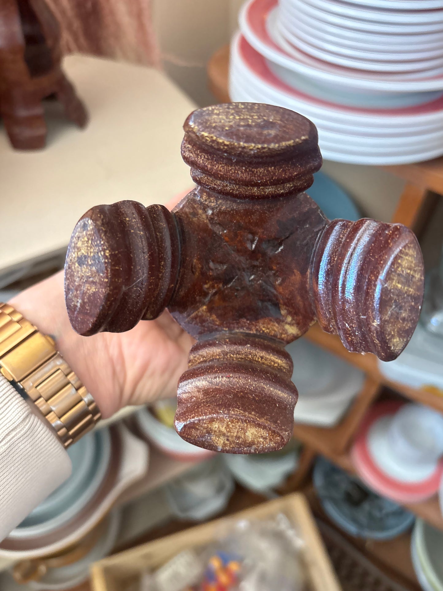 Pair of Hand carved candle holders