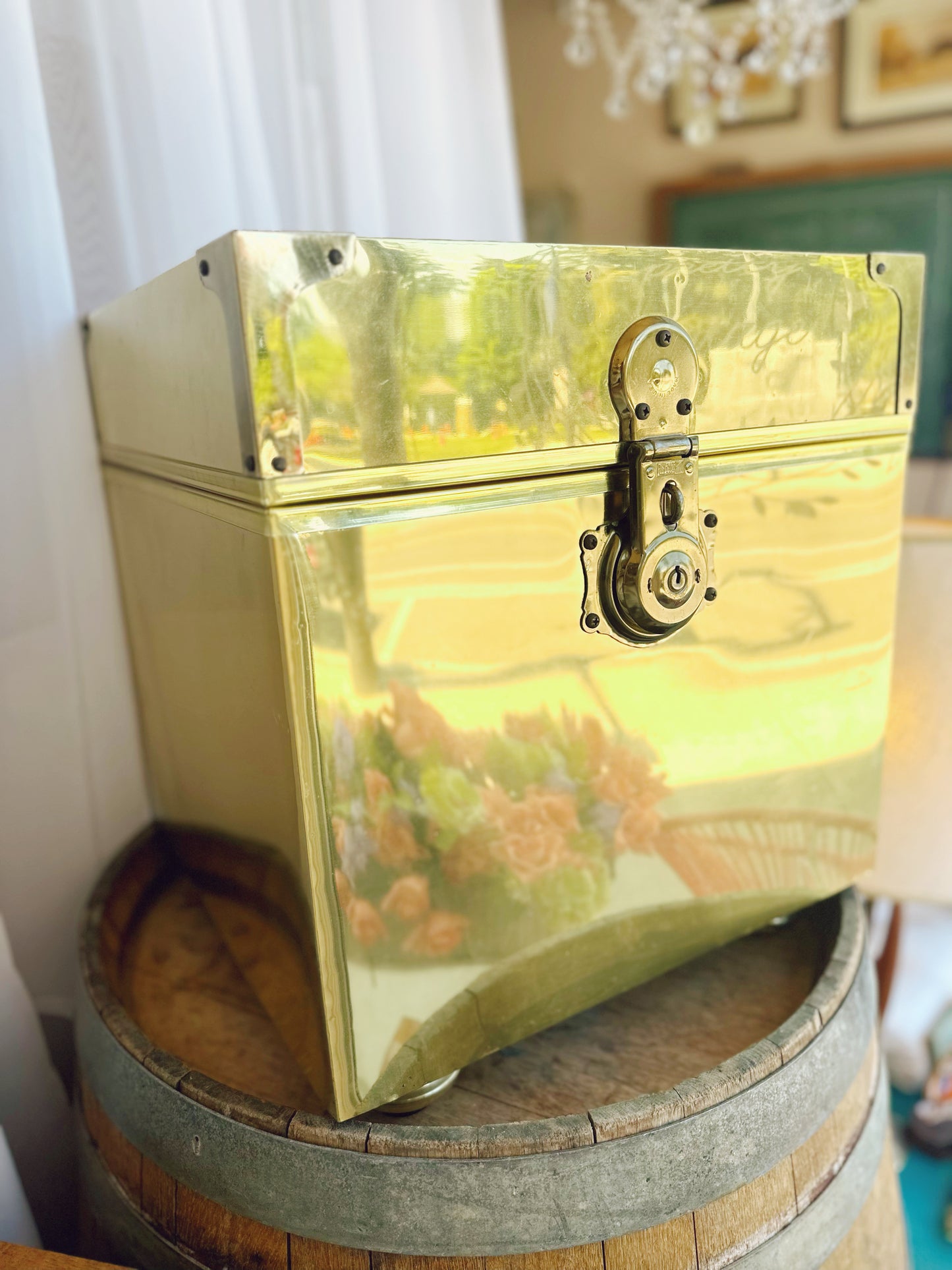 Mid Century brass & cedar chest